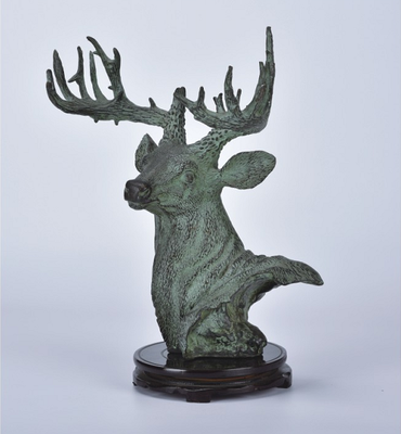 铜鹿首摆件(带底座)